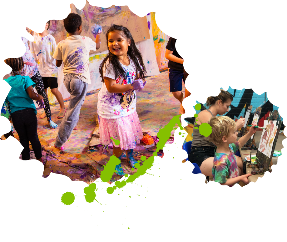 Children painting in Artnest Studio class