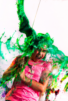 Creative learning moment during kids art class