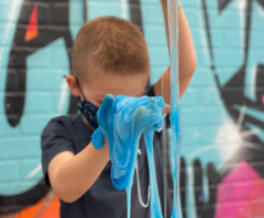 Kids at Artnest summer art camp painting together